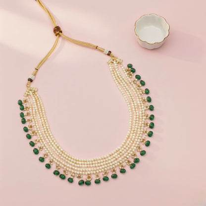 Vishakha Emerald Toned Pearl Choker