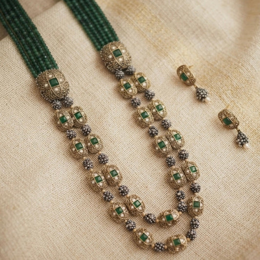 Asmaa Antique Green Necklace Set