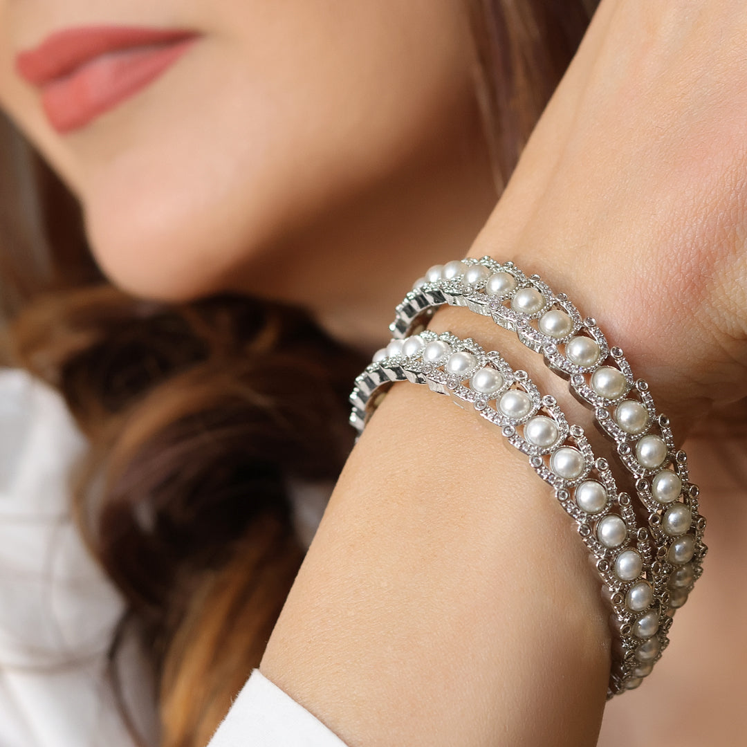 Pearl Studded CZ Bangle