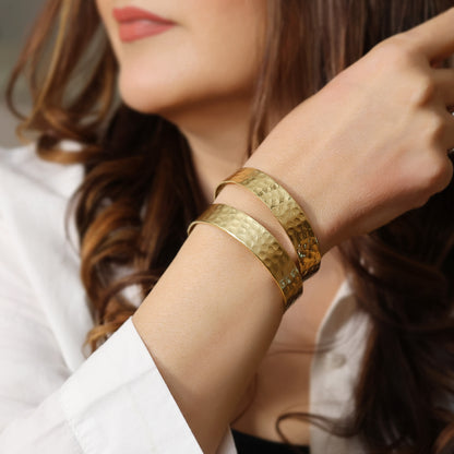 Handbeaten Chunky Gold Bangles