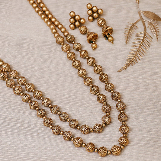 Layered Gold Beads Mala
