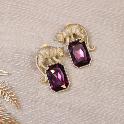Panther Purple Crystal Earrings