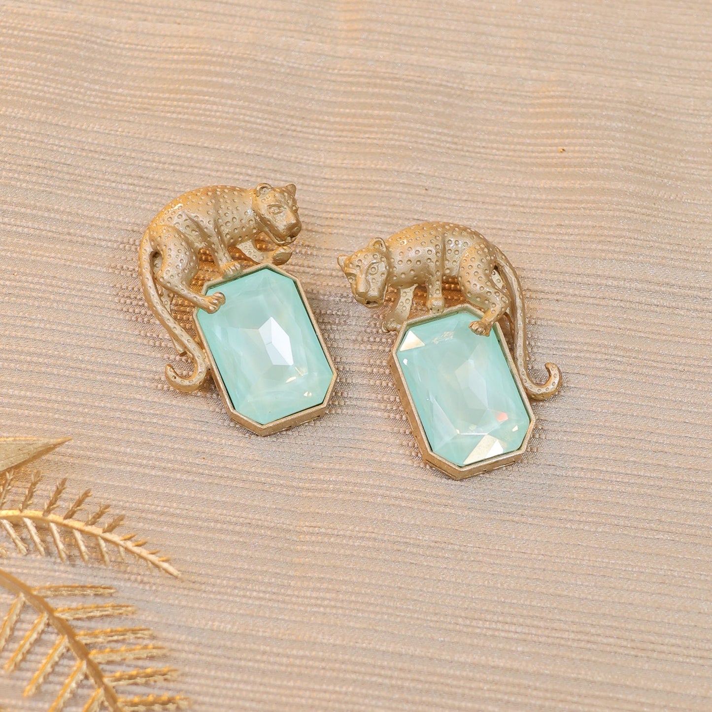 Panther Aqua Crystal Earrings