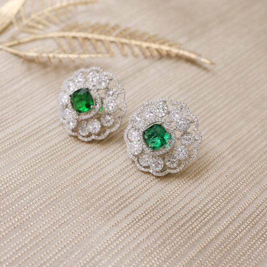Emerald Toned Zirconia Earrings