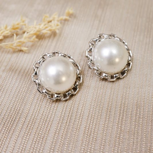 Bellera Silver Toned Pearl Earrings