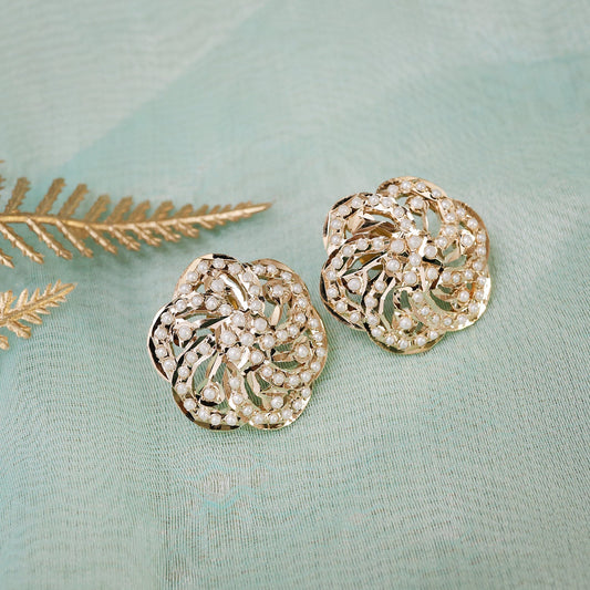 Gold and Pearl Jadau Earrings