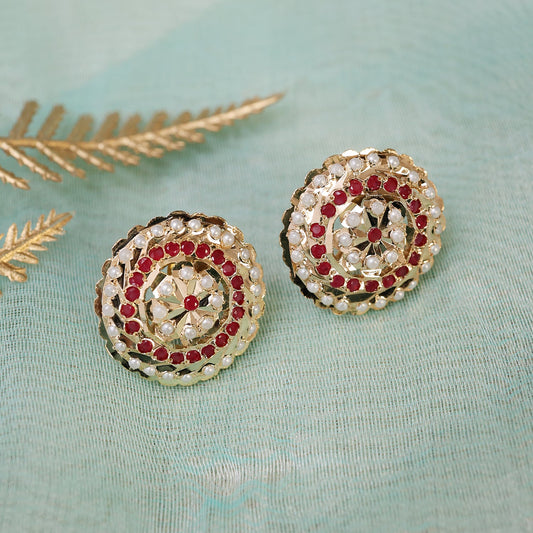 Kashvi Ruby Coloured Jadau Earrings
