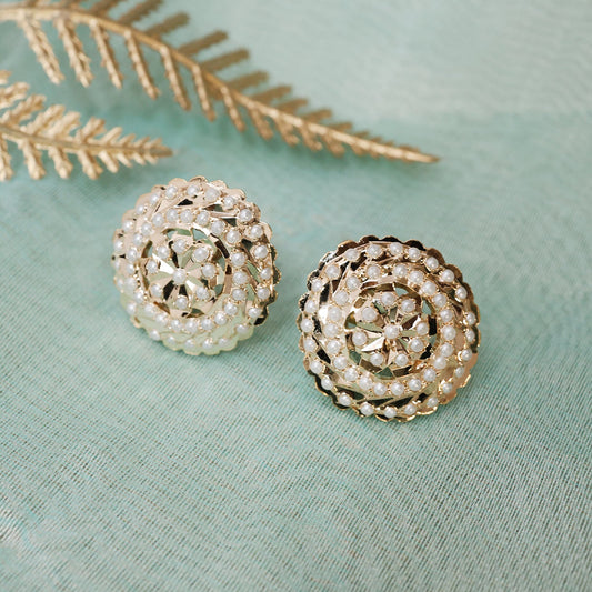 Malti Gold and Pearl Jadau Earrings