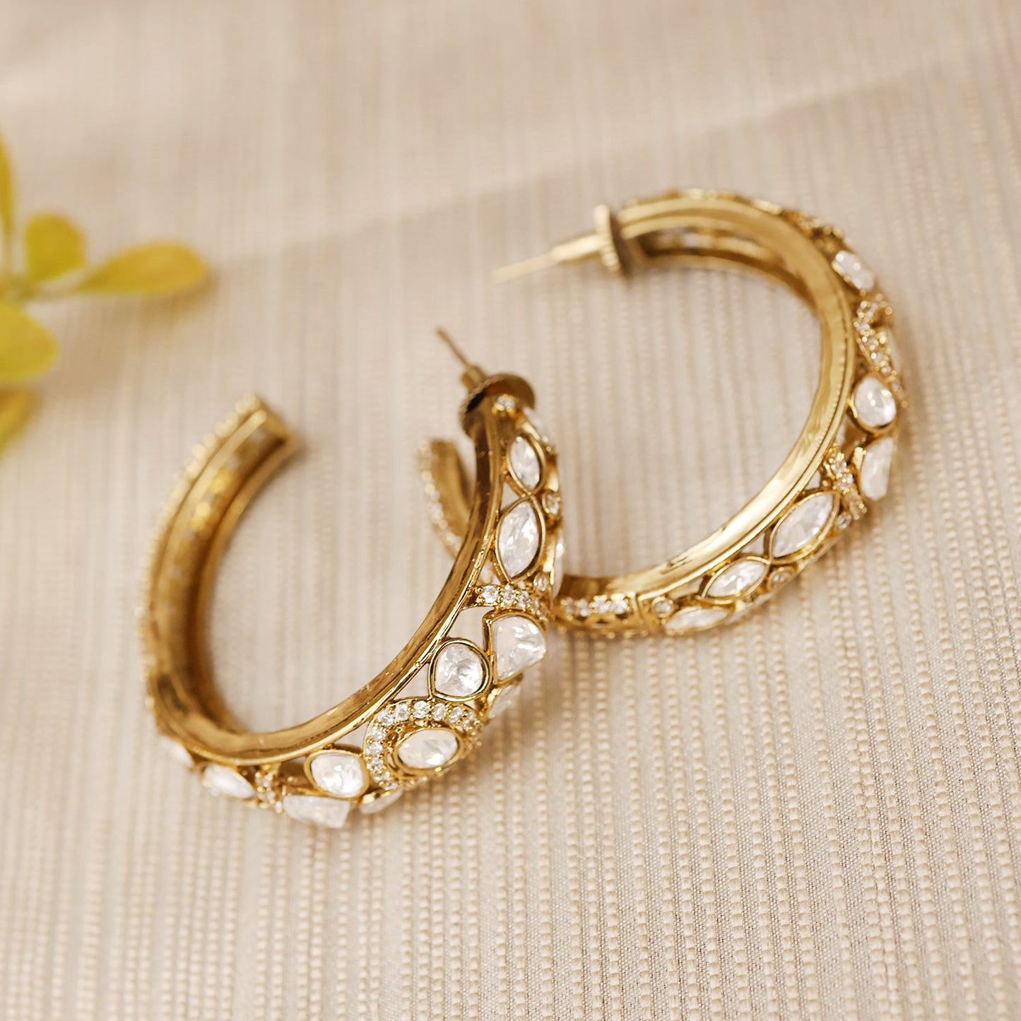 Antique Polki Hoop Earrings