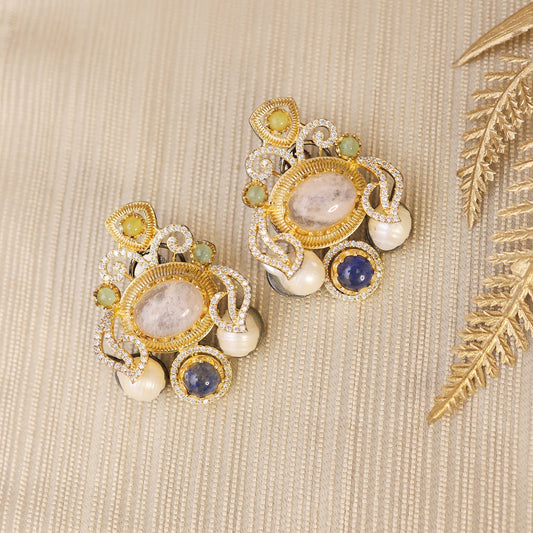 Mridula Pearl and Zirconia Earrings