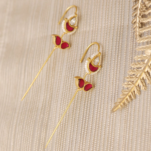 Deep Pink Needle Earrings