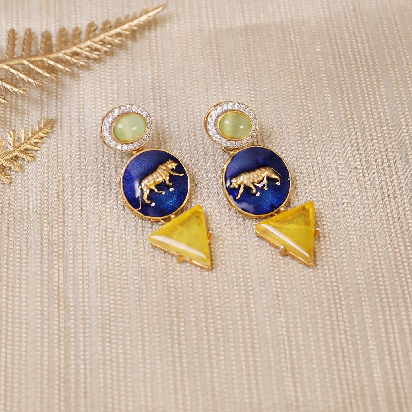 Yellow Stone Studded Earrings