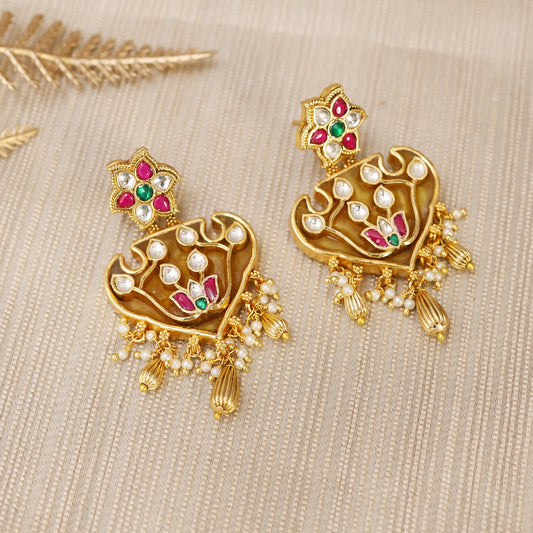 Amber Inlay Work Earrings