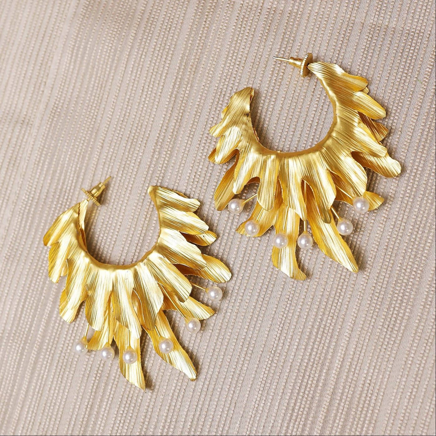 Pearl Gold Hoop Earrings
