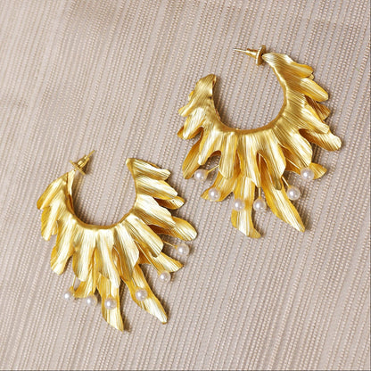 Pearl Gold Hoop Earrings