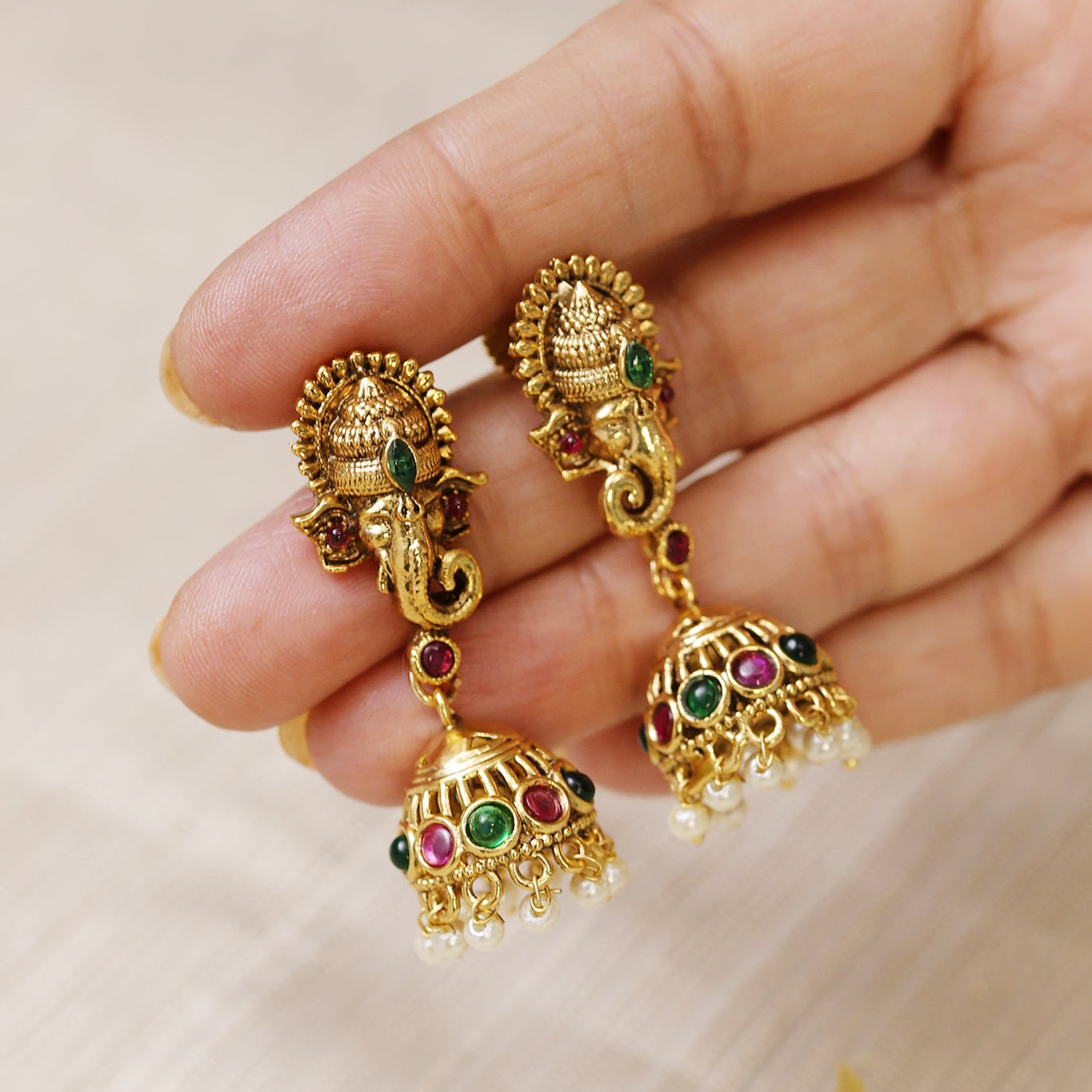 Ganesha Jhumki Earrings