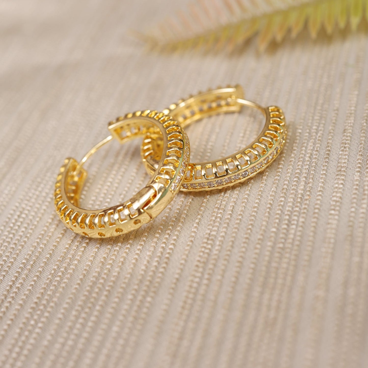 Gold Toned Zirconia Earrings