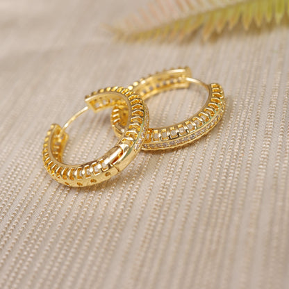 Gold Toned Zirconia Hoop Earrings