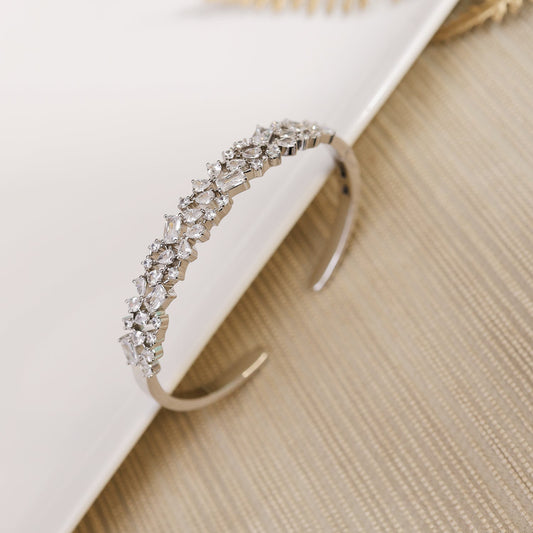 Unshaped Silver Plated Zirconia Bracelet