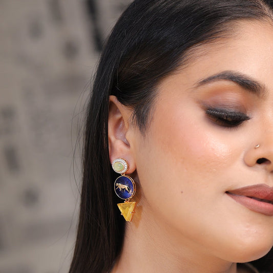 Yellow Stone Studded Earrings