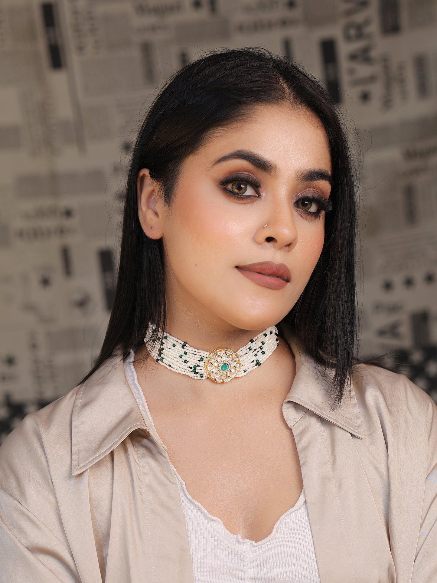 Green Kundan Choker Necklace