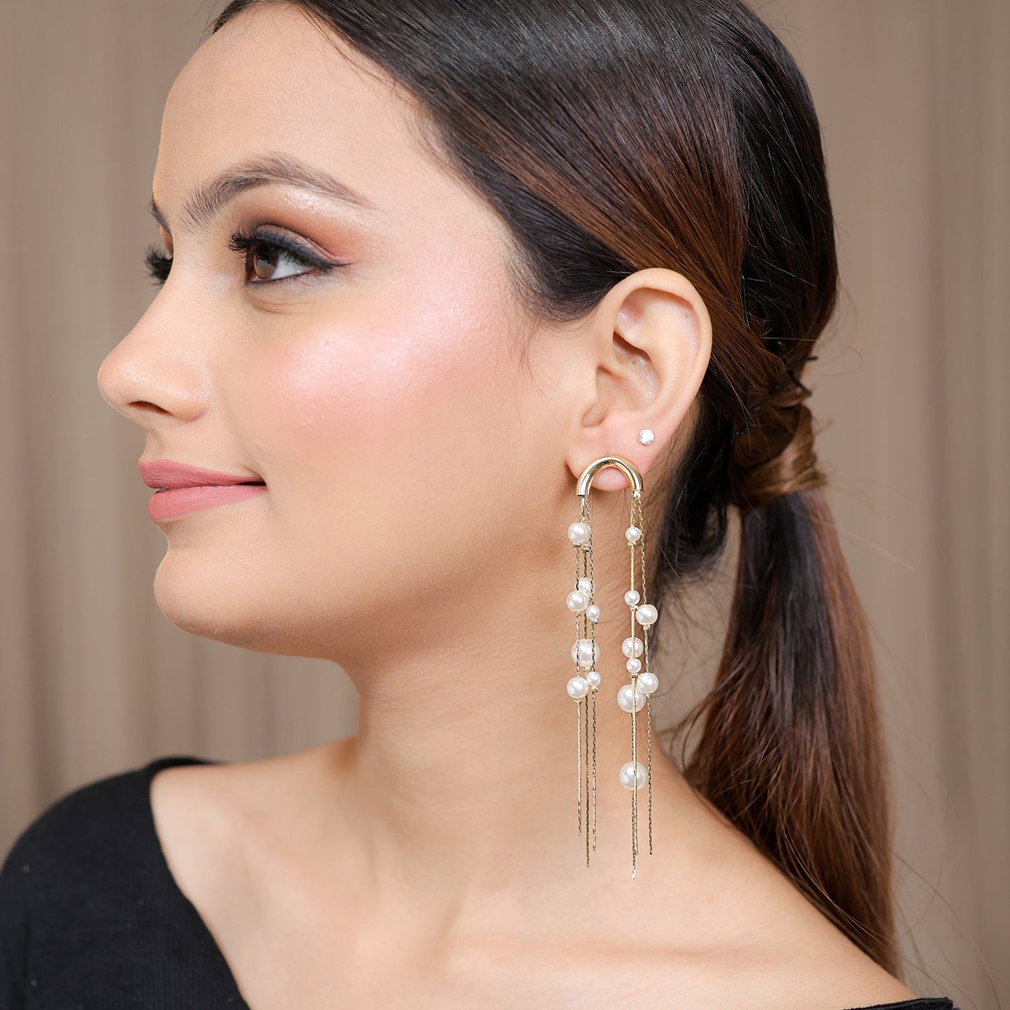 Pearl Drop Dangler Earrings