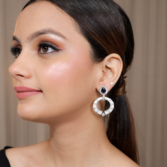 Sakshi Blue Toned White Enamel Earrings