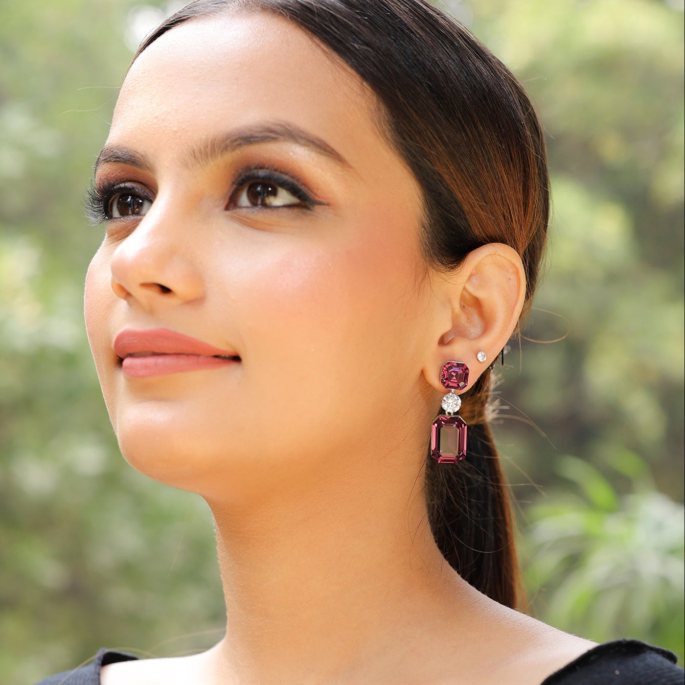 Purple Toned Swarovski Earrings