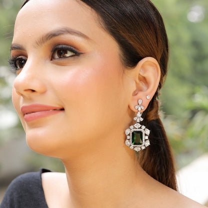 Pritika Emerald Toned American Diamond Earrings