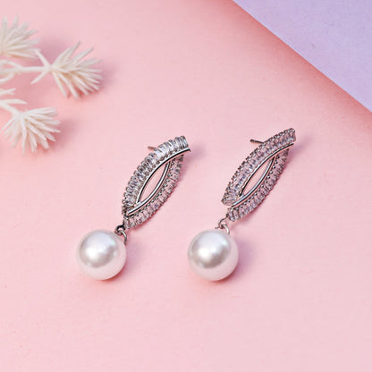 Baguette Pearl Drop Earrings