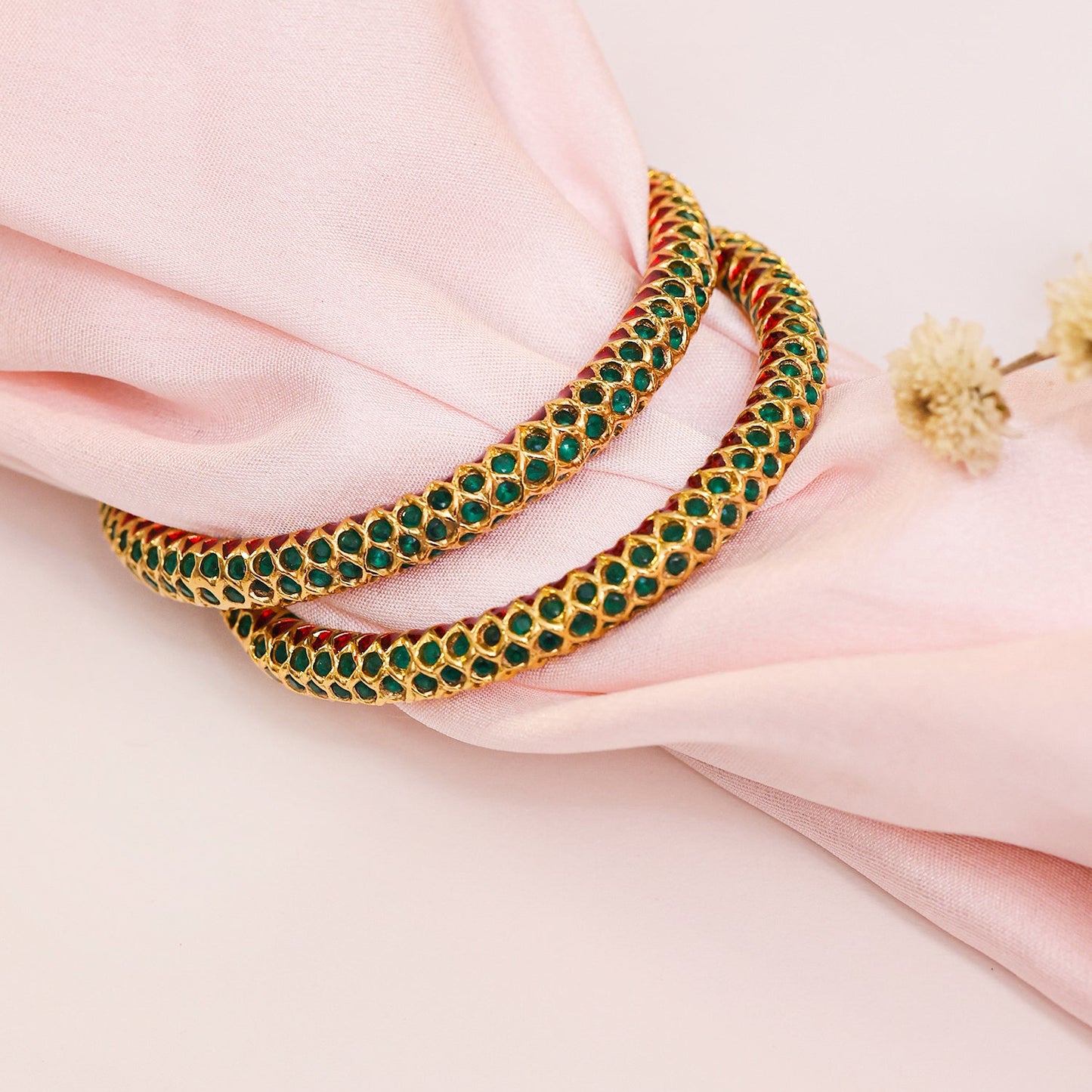 Green Toned Jadau Bangles