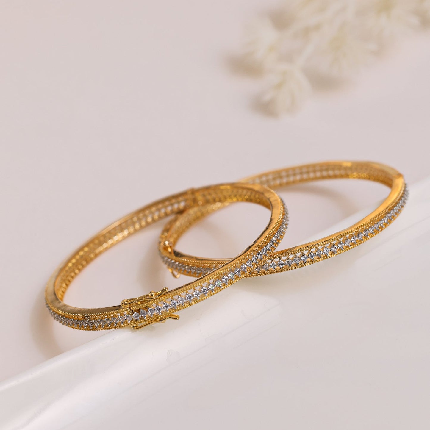 zirconia gold plated bangle