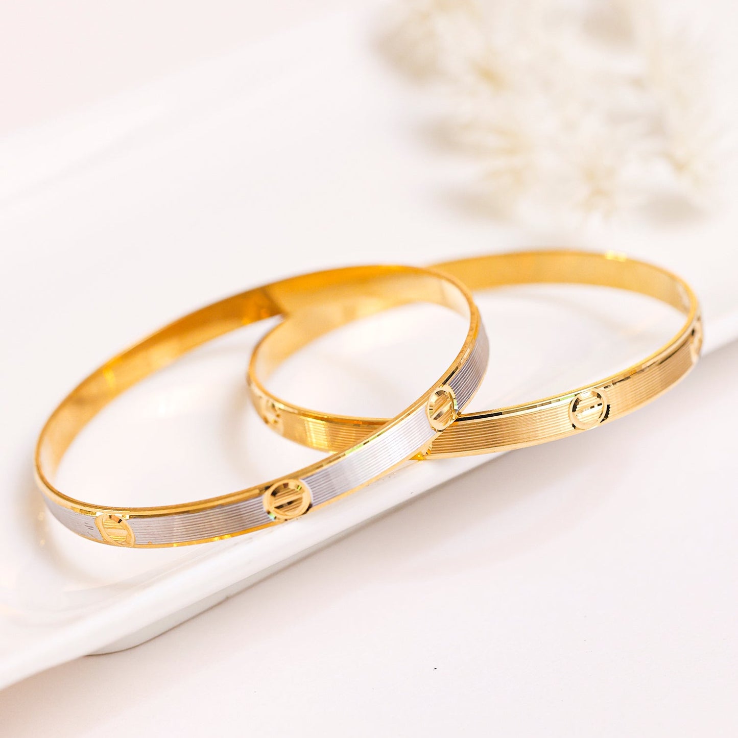 Grey and Gold Plated Bangles Combo