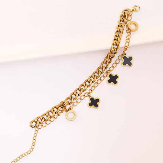 Gold Chain Charms Bracelet