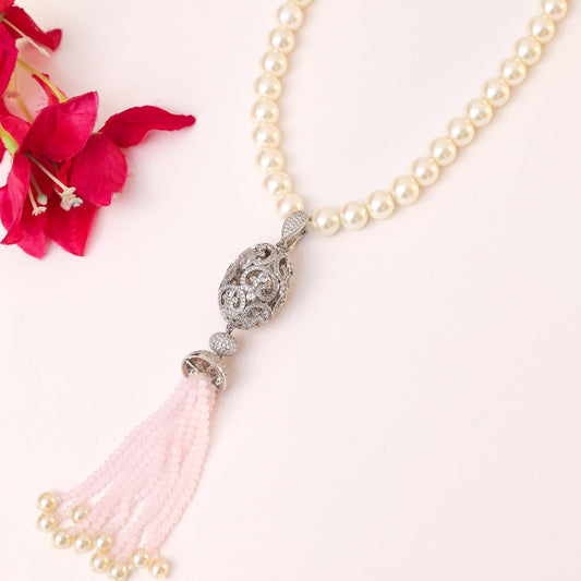 Katha Pearl and Zirconia Necklace