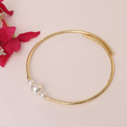 Gold Toned Pearl Choker Necklace