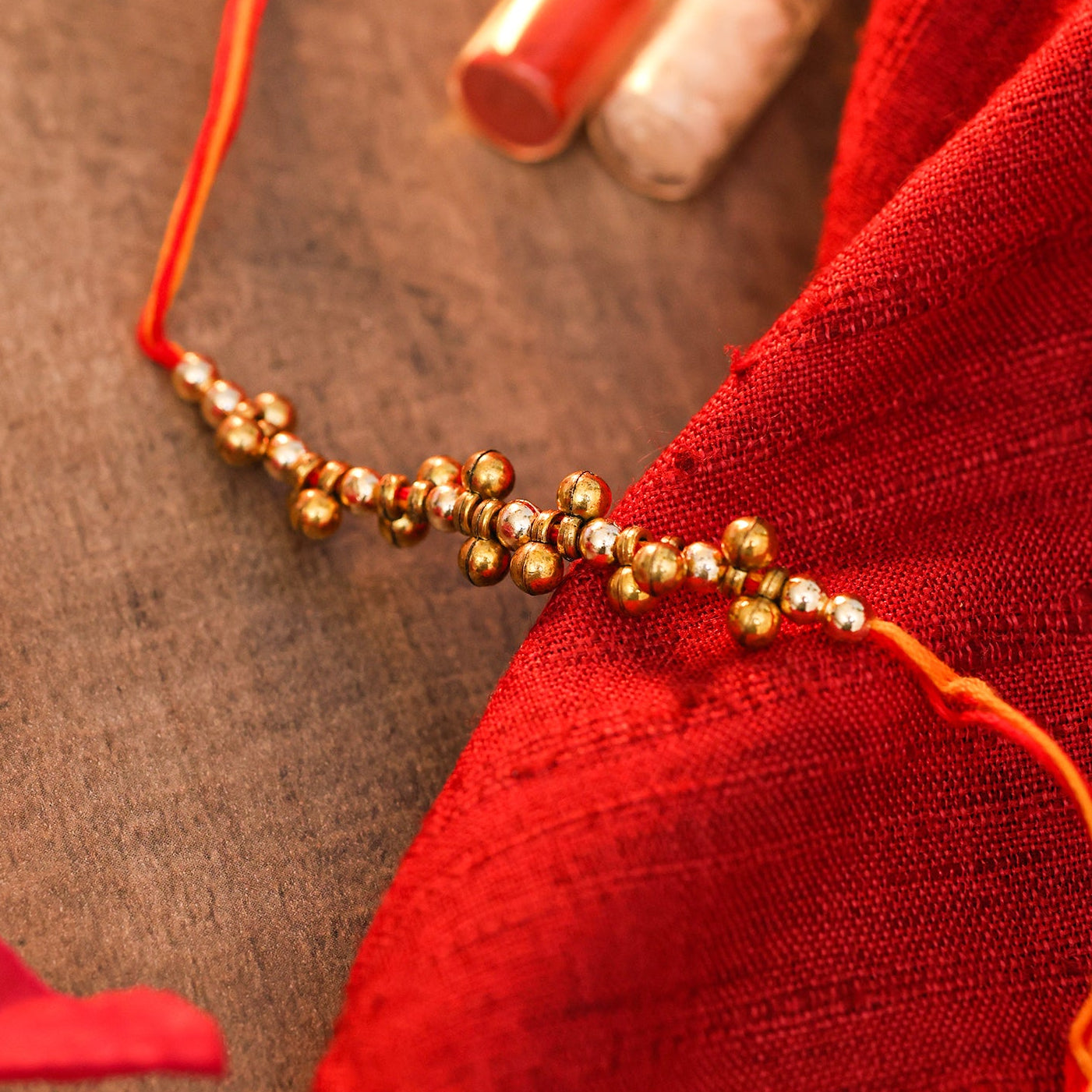 Manjari Gold Beads Mauli Rakhi