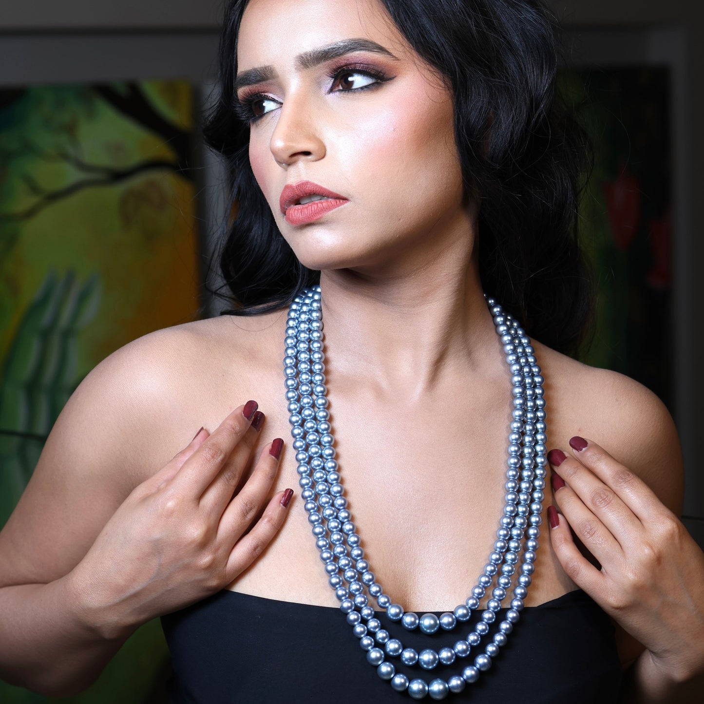 Vahini Grey Toned Layered Necklace