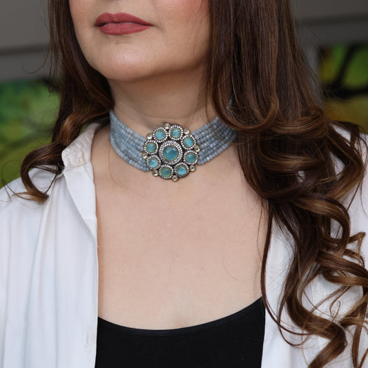 Powder Blue Stone Choker Sets