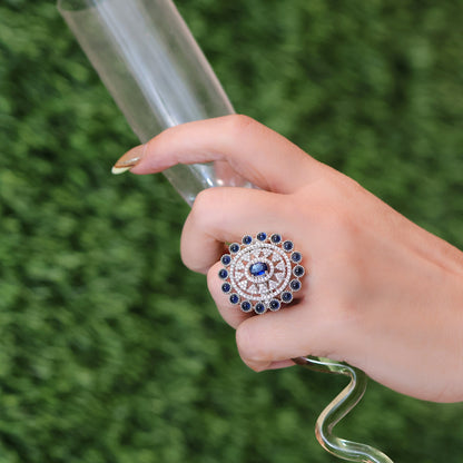 Blue Adjustable Zirconia Ring