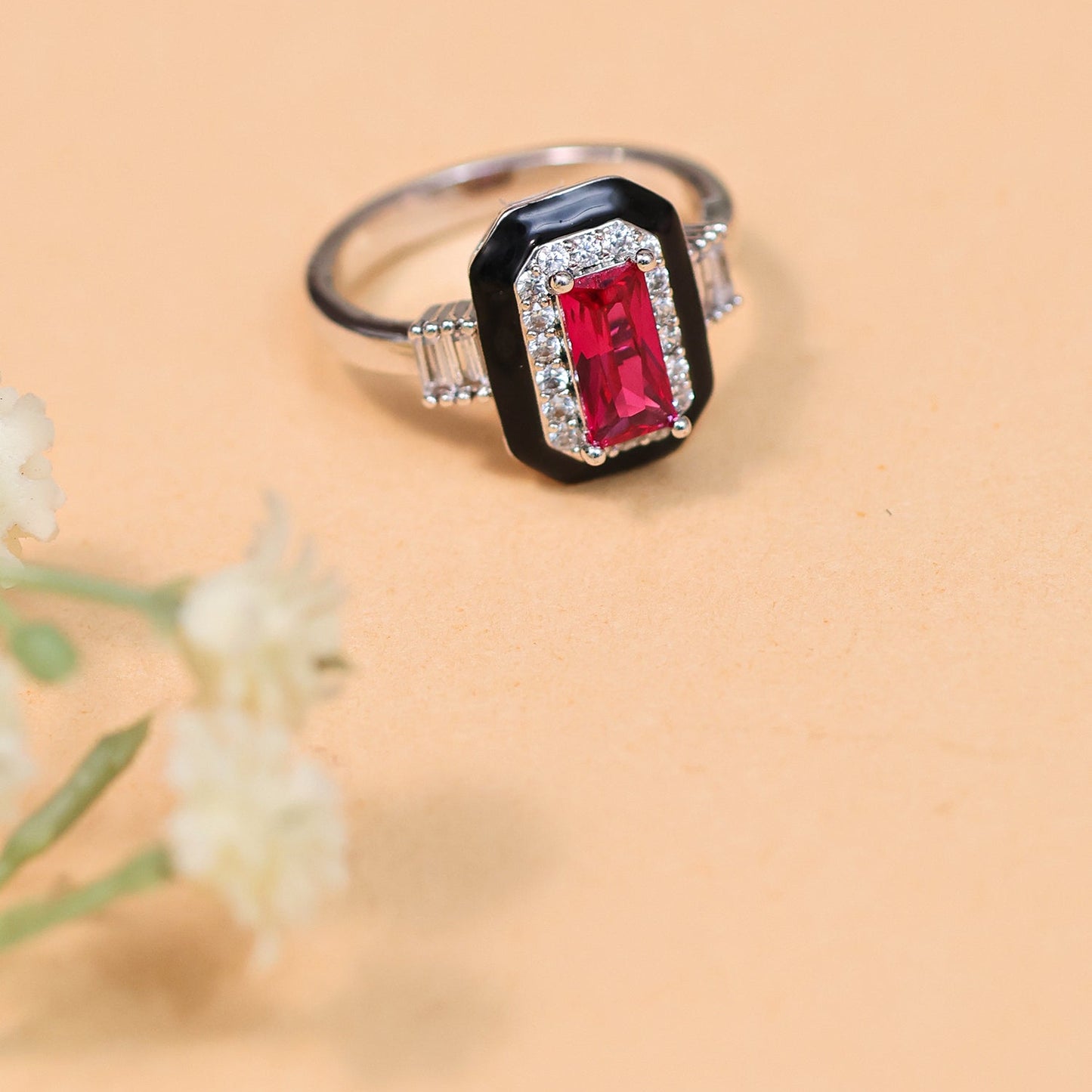 Ruby colour Stone Ring