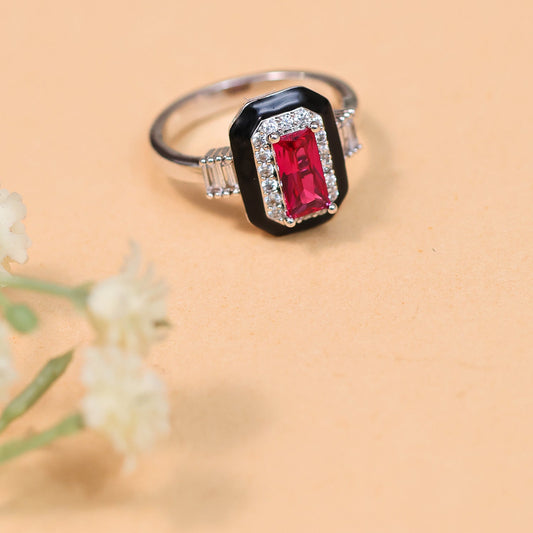 Ruby colour Stone Ring