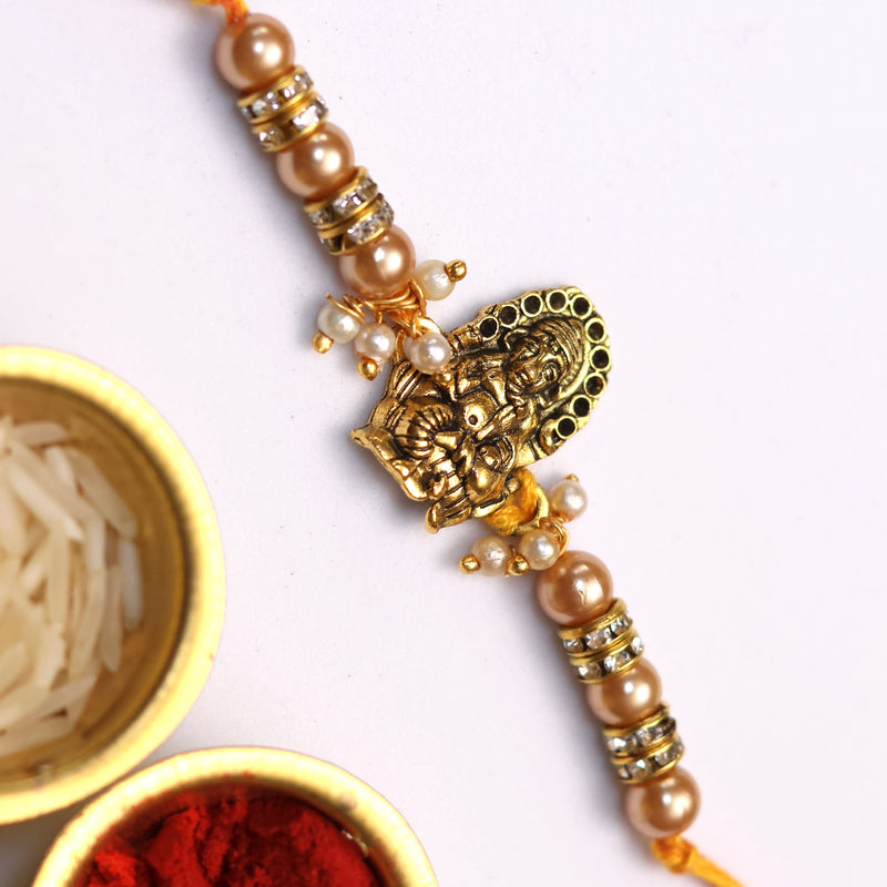 Ganesha Gold Beads Rakhi