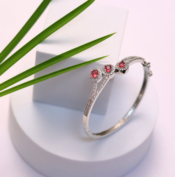 Ruby Coloured Stone Openable Bracelet