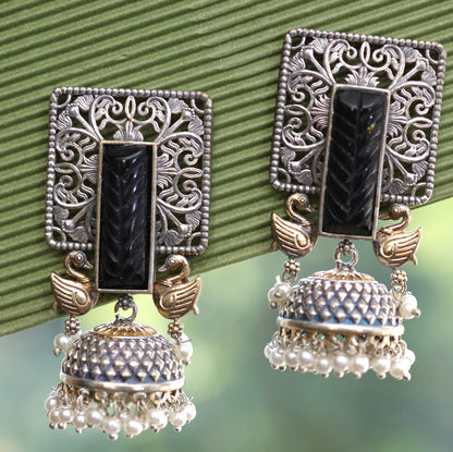 Azraah Oxidised Jhumki