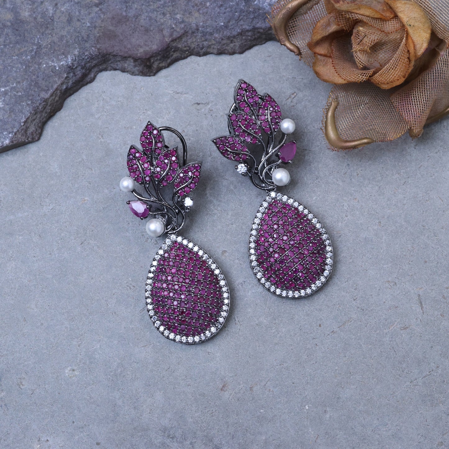 Kriti Pink Stone Earrings