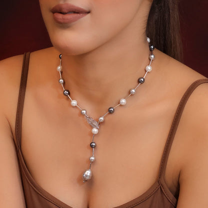 Grey and Black Pearl Necklace