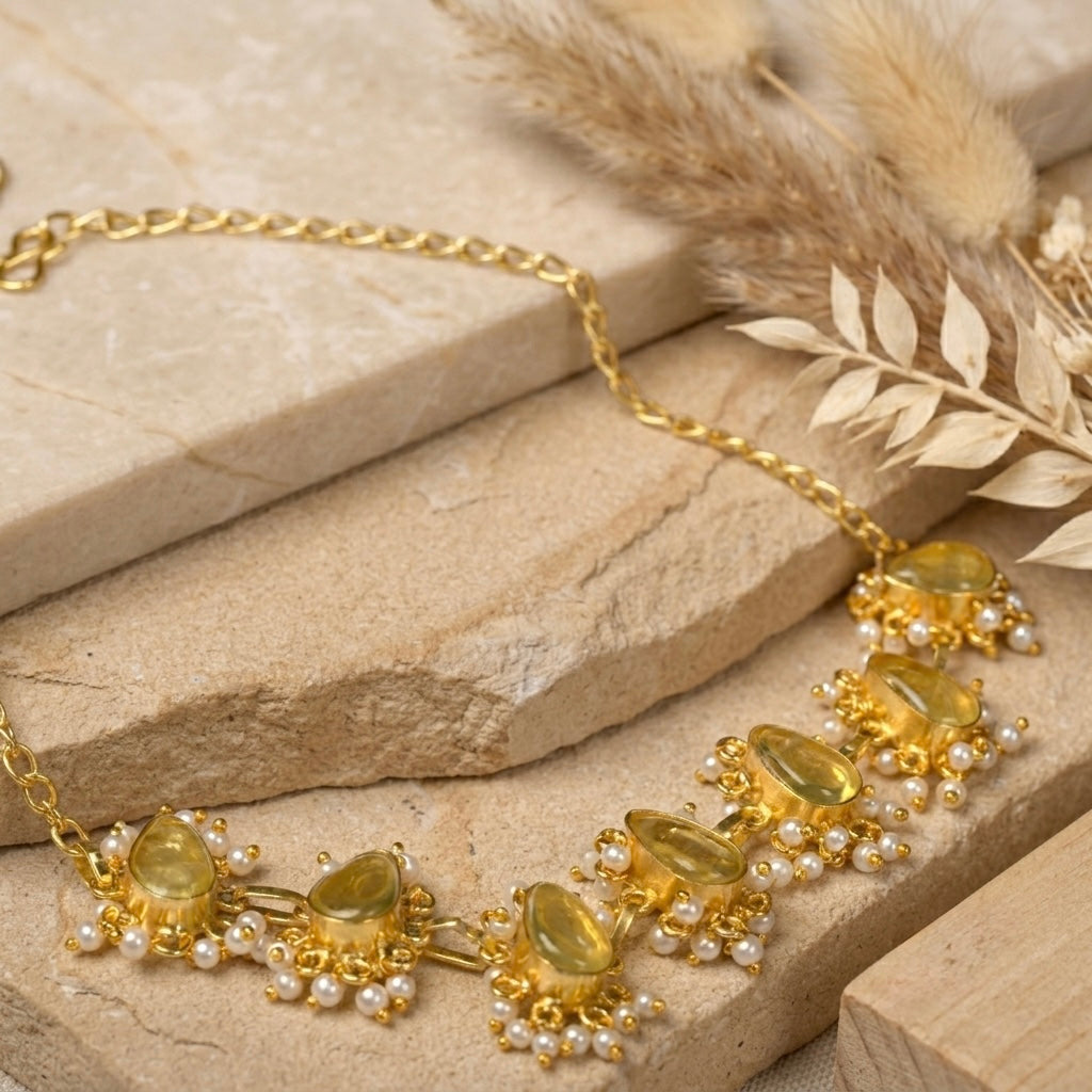 Mehani Quartz and Pearl Necklace