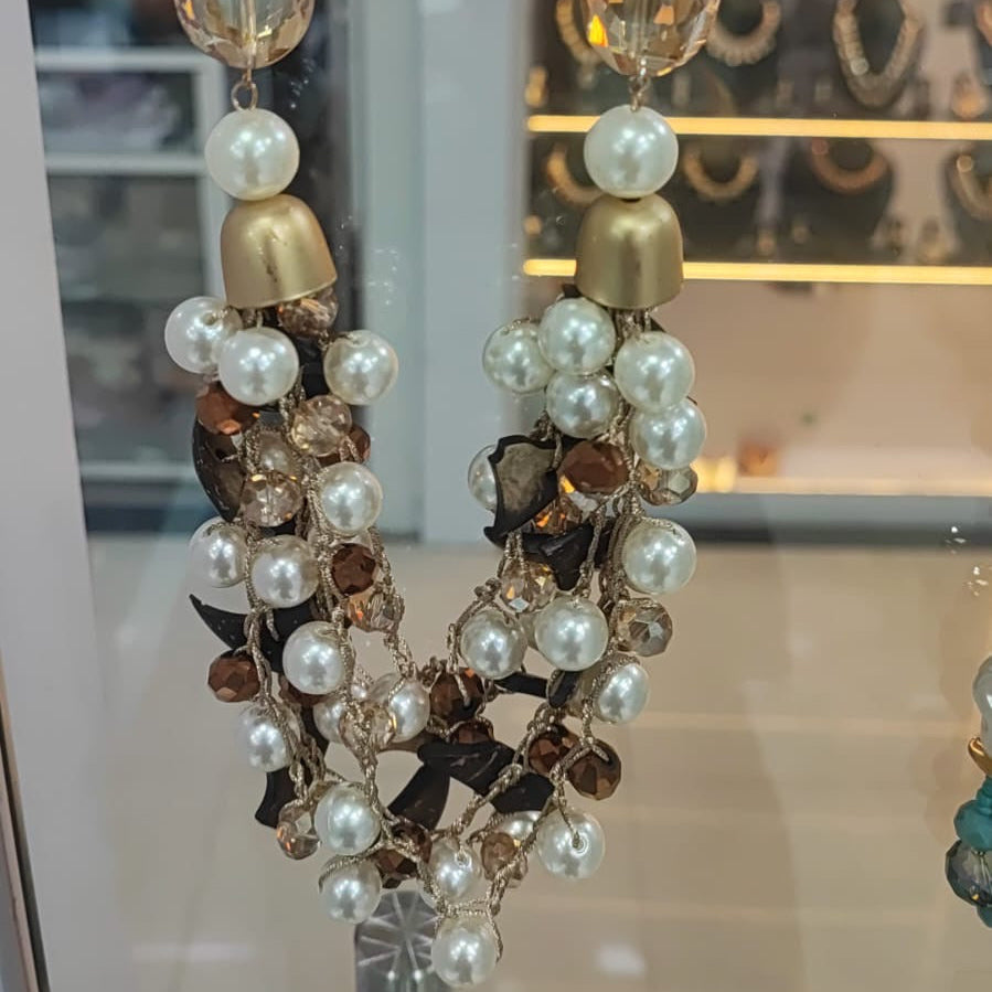 Pearl and Crystal Modern Necklace