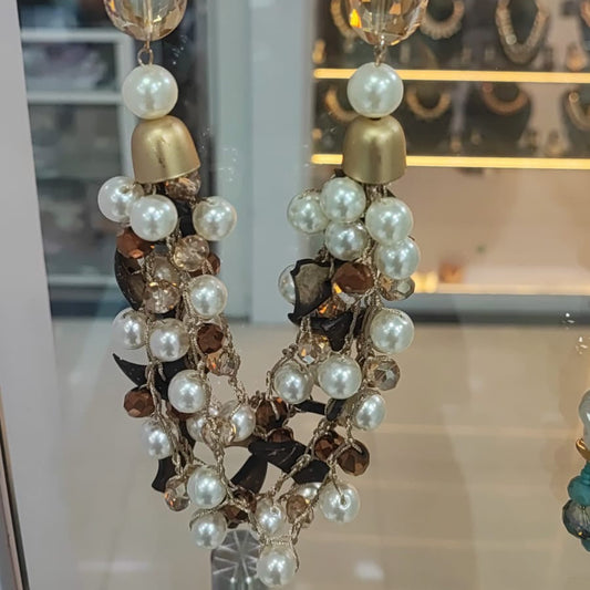 Pearl and Crystal Modern Necklace